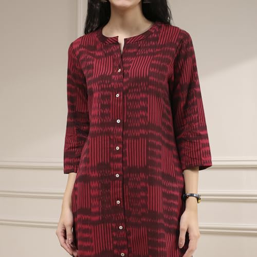 Image of BIBA Dyed Cotton Straight Casual Kurtas