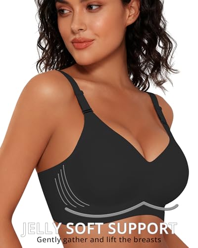 Image of Gailife Womens Jelly Comfortable Bras for Women No Underwire Supportive Bra | Wireless Bra Seamless Bralette Push Up,Soft Tshirt Bras,Mesh V /V Neck,U-back /X-back,Breathable Semi-fixed Pads,Bra Extender
