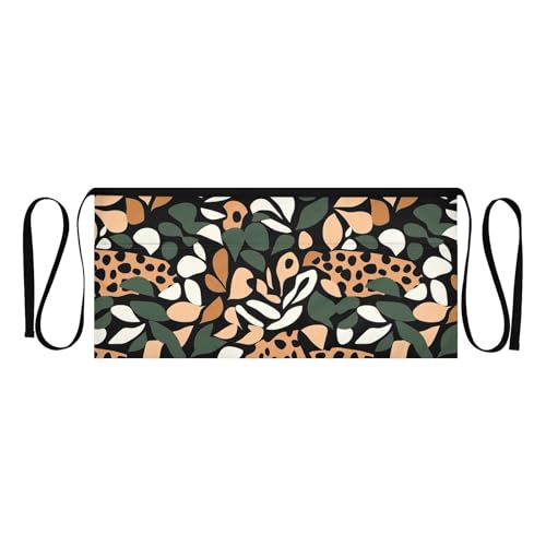 ODAWA Leopard Print Leaves Waist Apron Apron for Servers with Pockets Aprons for Men Waist