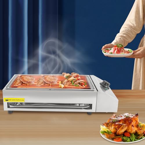 Barbecue électrique de table 2600 W avec grille de cuisson amovible en acier inoxydable - Température réglable - Avec bac d'égouttement d'huile - Pour pique-nique, fête, camping – vue 2