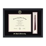 Framerly - St. John's University, New York 11" w x 8.5" h Tassel Diploma Frame - Fits An Associate's, bachelor's, master's and phd - Gold Embossed Tassel & Cord Diploma Frame - Officially Licensed