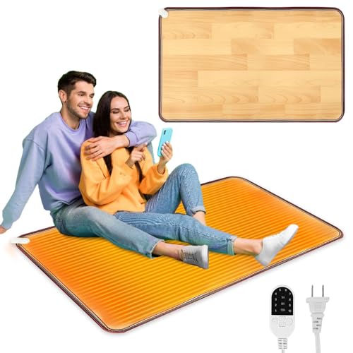 QOUBAI PVC 110V Heated Floor Mat Heater for Foot Warmer Under Desk 31.5 x 20 Inch Carbon Crystal...