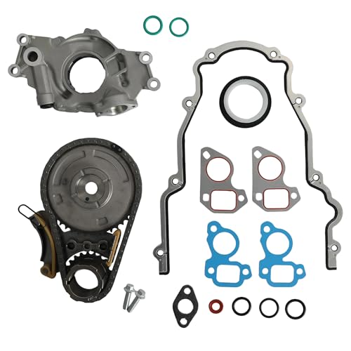 Oil Pump & Timing Chain Kit & Timing Cover Gasket M295HV Fit for Chevy GMC Sierra for Buick Avalanche Express 2500 Silverado Suburban for Cadillac Yukon H3 4.8L 5.3L 6.0L 6.2L 2007-2013 TCS45993