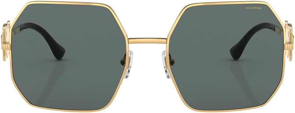 Versace VE 2248 100281 Gold Metal Geometric Sunglasses Grey Polarized Lens