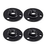 4pcs 1/2 Inch Malleable Black Floor Iron Flange DN15, Three Holes Iron Pipe Fitting Plumbing Threaded DIY Wall Industrial Steampunk Furniture Vintage Retro Decor