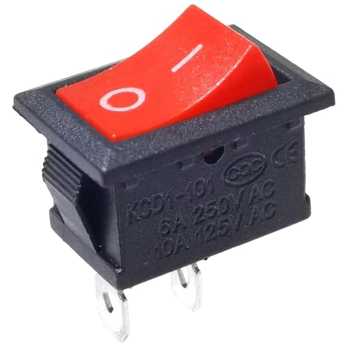 AUTOZOCO Interruptor Basculante SPST - 2 Vías, Pines y Terminales - 16A 250VAC/10A 125VAC, Rojo