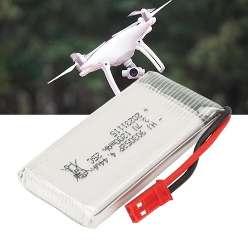 RC Drone Lithium Batterie, 3,7 V 1200 MAh LiPo Batterie mit JST Rot Stecker für RC Quadcopter Ersatzteile