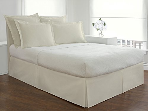 FRESH IDEAS Bedding Tailored Bedskirt, Classic 14” Drop Length, Pleated Styling, Queen, Ivory