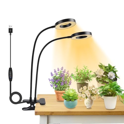 AMFUN Lámpara de Cultivo Plantas, Negro Luz de Planta LED Extraíble, 96 LED Lámpara de Planta, con Temporizador 3/9/12H, 10 Brillos, 3 Modos, Rotación de 360 ​​​​Grados, para Plantas de Interior