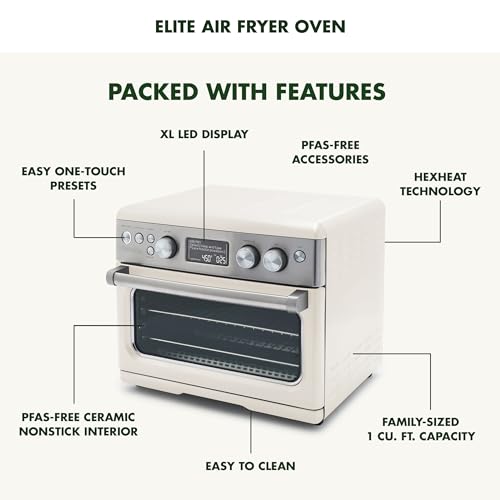GreenPan 13-in-1 Elite Countertop Convection Oven & Air Fryer, PFAS-Free Ceramic Tray & Pizza Pan, Adjustable Racks, Multifunction Presets, Toaster, Bake, Broil, Roast, Proof, Dehydrate, Cloud Cream by GreenPan - Image 2