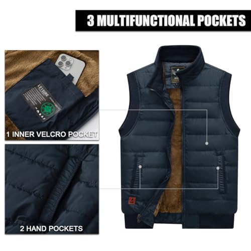 Image of Msmsse Men's Outerwear Vests Winter Quilted Padded Vest Gilet Stand Collar Warm Puffer Vest