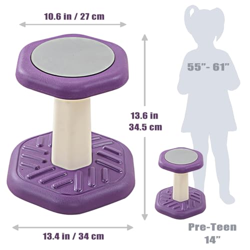 Image of Fanboxk Active Chairs Kids Preschool Wobble Stool - Alternative Flexible Seating Balance Wiggle Stool for Classroom,Preschool,Kindergarten&Elementary School,Active Sensory Chairs,Ages3-8,Purple(14in)