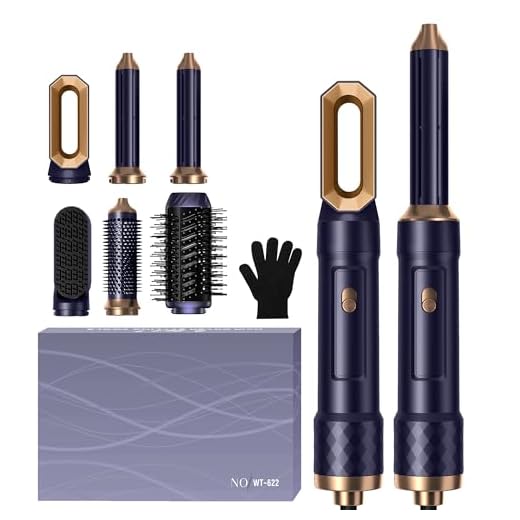 Seche Cheveux 6 en 1 Air Styler, Brosse Soufflante Hair Styler avec 6 Accessoires, Sèche Cheveux, Brosse Souflante, Airflow Fer a Boucler, Thermal Brush, Brosse Lissante pour Sécher, Boucler, Lisser