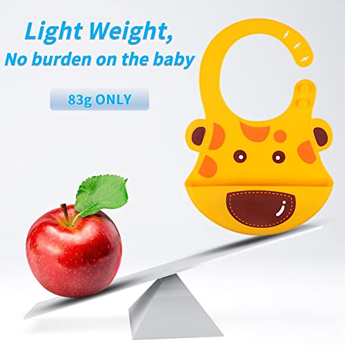 Svalor 2 Stück Lätzchen Baby, BPA-frei Baby Lätzchen mit Auffangschale, Wasserdicht und Weiche Silikon Lätzchen baby, Lätzchen von Niedliches Tiermuster