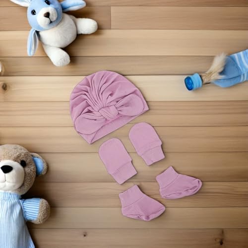 Conjunto de manoplas y gorro para bebés que mantiene su cabecita y manos abrigadas 5