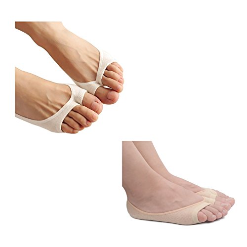 Image of seven wolves Womens Peep Toe Socks 6 Pairs, Toeless Cotton No Show Socks Non Slip Shoe Liner