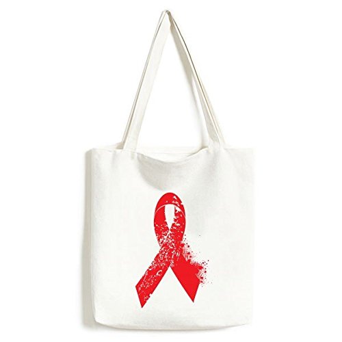 Sac tote en toile ruban rouge sida et sensibilisation vih grand format