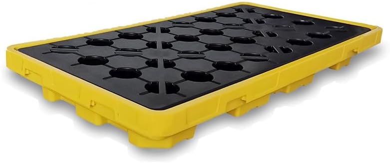 Modular Spill Containment Platform Stackable Grating Tray, Oil Drum Capacity Pallet with Drain, Industrial Safety Solution for Factory Garage & Kitchen,Yellow-1pcs-51.2x26.8x5.5IN