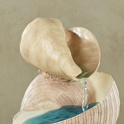 Touch Of Class Shell Island Coastal Tabletop Water Fountain - Resin - Natural Seashell & Resin Colors - Soothing Sounds For Bedroom, Dining Room, Living Room, Office, Bathroom #TOP2