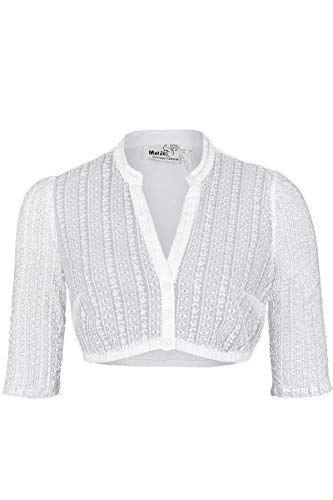 MarJo Damen Dirndl Bluse V-Ausschnitt halbarm weiß, Weiß, 40