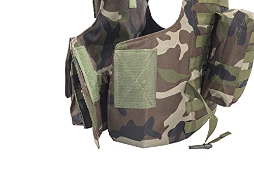 Tactical Airsoft Vest W/Us Flag Patch And Mag Pouches (Woodland Camo, Small-Large) #TOP3