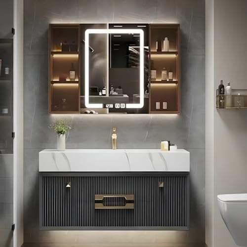 Bathroom Vanity Single Sink, 44" Bathroom Vanity Cabinet, Floating Wall
