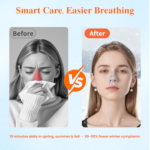 QUSD Red Light Therapy Nose Mask,Nose Warmer 660nm Red & 850nm Infrared Light Nasal Care Device, USB Rechargeable Warm Nasal Soother for Home Office Travel — view 5
