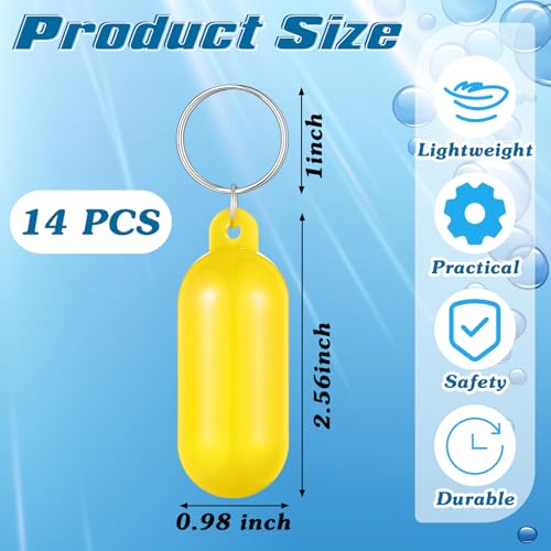 Image of Tondiamo 14 Pcs Boat Floating Keychain Oval Shape Boat Key Ring Floating Key Pendant for Sail Kayak Fishing Accessory