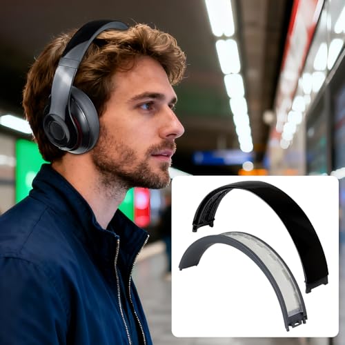 Image of SOULWIT Top+Bottom Headband Cover Kit for Beats Studio 3 & Studio 2 Wired & Wireless Headphones, Replacement Headstrap Pad Repair Part with Durable Silicone and Plastic - Studio2 Bright Black