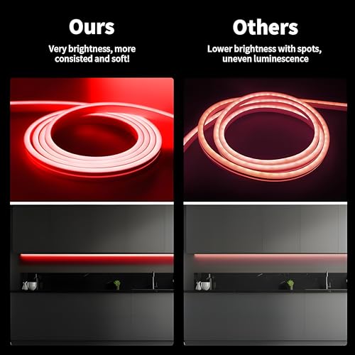 Image of 13.1 Feet Neon LED Strip Light | 12V Adapter, Waterproof IP65, Silicone Flexible Rope Light for Home Wall Decor & Gaming Room| Led Strip Lights | Neon Lights 4 Meter | (Red)
