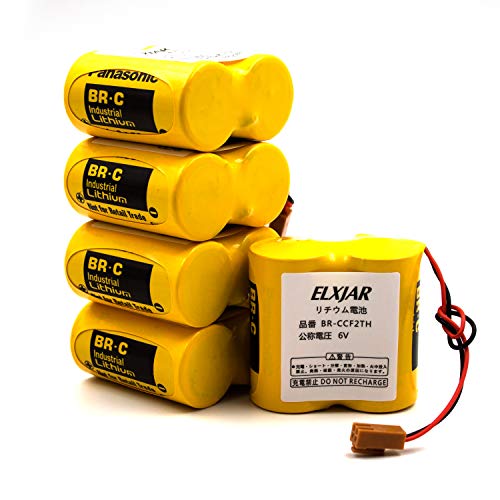 (5-Pack) Br-Ccf2Th 6V Lithium Replacement Battery For Fanuc Oi Mate Model-D, Panasonic Controls, Plc Computer Ge Fanuc A06 Series A98L-0001-0902, Br-Ccf2Te Cnc Coaster (Cutler Hammer), Brown Connector #TOP21