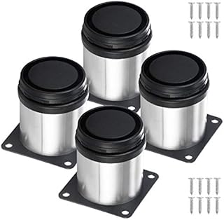 4PCS 50 x 60 mm Adjustable Furniture Feet,Stainless Steel Adjustable Feet Kitchen Cupboard Sofa Beds Furniture Replacement Legs
