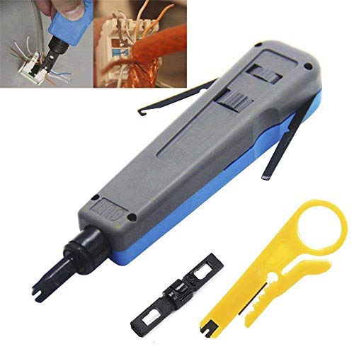 Punch Down Tool, Anlegewerkzeug Auflegewerkzeug Professionell Schlagwerkzeug mit Klingen - 110/88 und 66 Netzwerkkabel Cat6 / Cat5e Werkzeuge zum Einsetzen von Terminals + Netzwerk-Abisolierer Cover