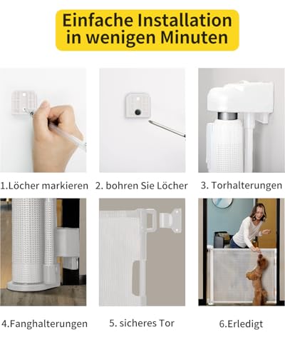 dearlomum Treppenschutzgitter Türschutzgitter Ausziehbar 0-140 cm,Baby Absperrgitter Schutzgitter Treppe für Kinder… – Ansicht 5