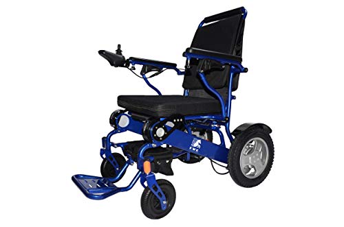 KWK Heavy Duty (180KG/28ST Carrying Capacity) Foldable Lightweight (28.50KG/4.5ST) Electric Wheelchair D09 (Blue)