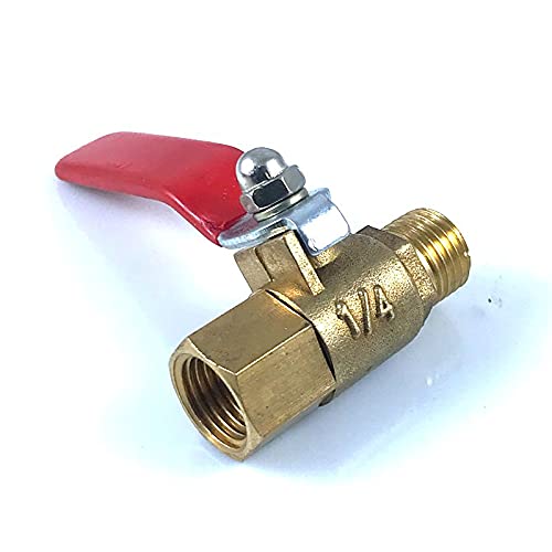 HMTE Accesorios de tubería, válvula de Bola de 1/4 Pulgadas, Material de latón, Macho a Hembra, Adaptador de acoplador de Grifo de Agua y Aire, Conector de Rosca con Mango