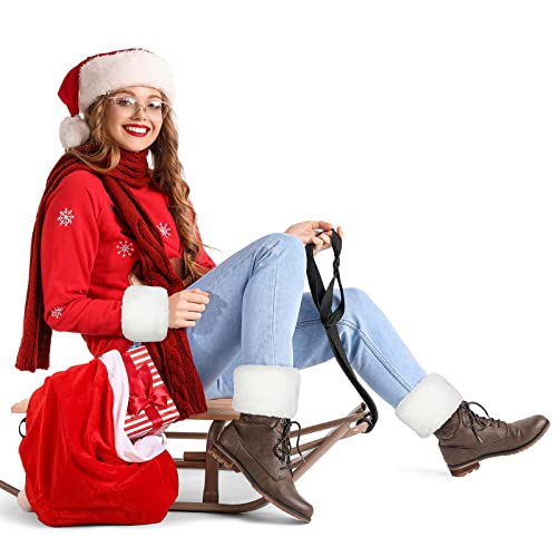 SATINIOR Women's Winter Faux Fur Fuzzy Wrist Cuffs Warmers and Boot Cuffs Knitting Fluffy Leg Warmers for Women Girls3