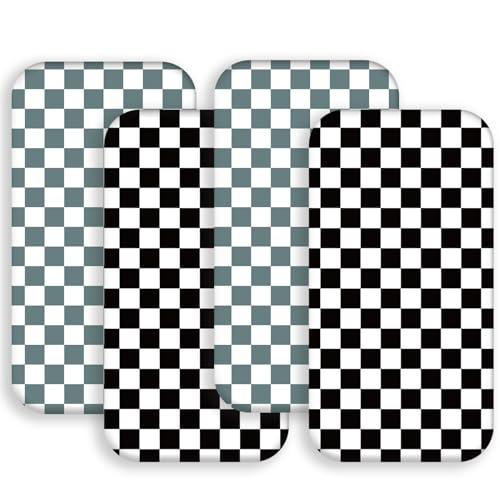 4 Pack Checkered Plaid Crib Sheets Neutral Breathable Buffalo Check Fitted Baby Sheets Nursery Sheets for Baby Boys or Girls (Bassinet)