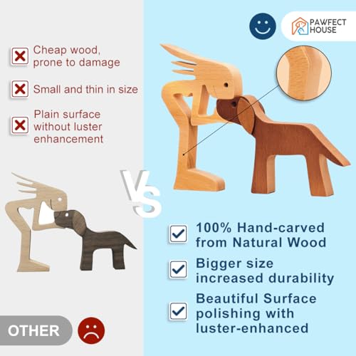 Pawfect House Wooden Sculpture, Dog Statues Home Decor, Statue Home Decorations, Wooden Decor, Table Decor Wooden Pet Carvings, Dog Memory Gifts, Gifts for Dog Lovers, House Warming Gifts Ideas - Image 4