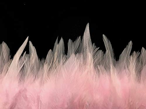 1 Yard - Light Pink Rooster Neck Hackle Saddle Feather Wholesale Trim Diy Craft Wedding Dress | Moonlight Feather #TOP3