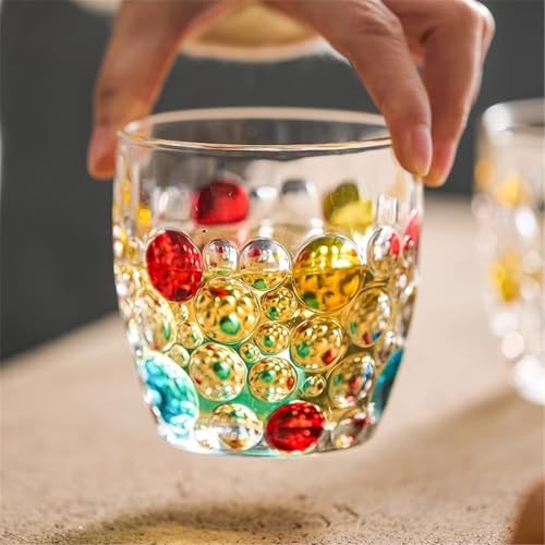 Vasos de beber de 10,5 oz de cristal hecho a mano multicolor para cocina 5