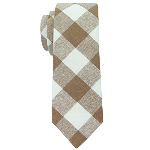 Image of Mantieqingway Mens Skinny Ties,2.56 inch Cotton Neckties Striped Plaid Ties for Groom Groomsmen Wedding Party Christmas