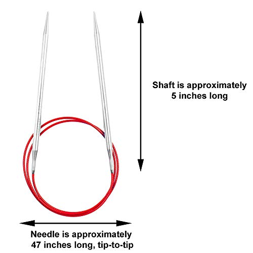 Image of ChiaoGoo Red Lace 47 inch (119cm) Circular Knitting Needles US Size 3 (3.25mm) Stainless Steel 7047-3 with Stitch Holder