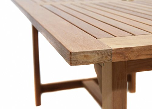 Ploß Ploß Teakholz-Tisch Pasadena - Premium Gartentisch mit FSC-Zertifikat - Terrassentisch aus hochwertigem Naturholz - Esstisch in Braun für 8 Personen - Teak-Gartenmöbel mit polierter Oberfläche