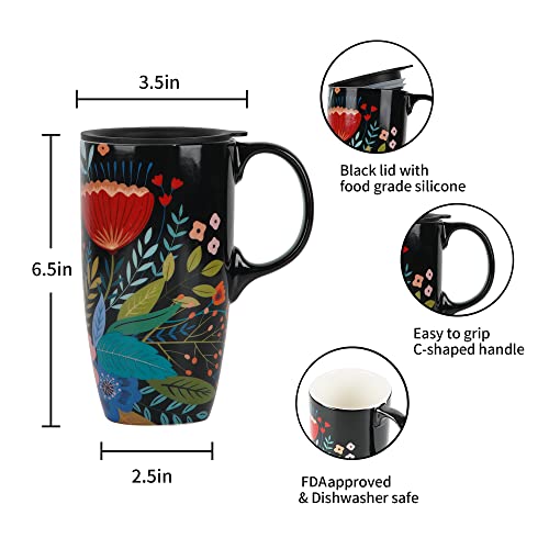 Topadorn Ceramic Travel Mug Porcelain Pottery Mugs Ceramic Cup Travel Coffee Mug with Gift Box - Image 2
