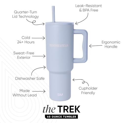 Image of Simple Modern Mother's Day 40 oz Trek Tumbler with Handle and Straw Lid | Cup Holder Friendly Insulated Stainless Steel Travel Mug | Momma