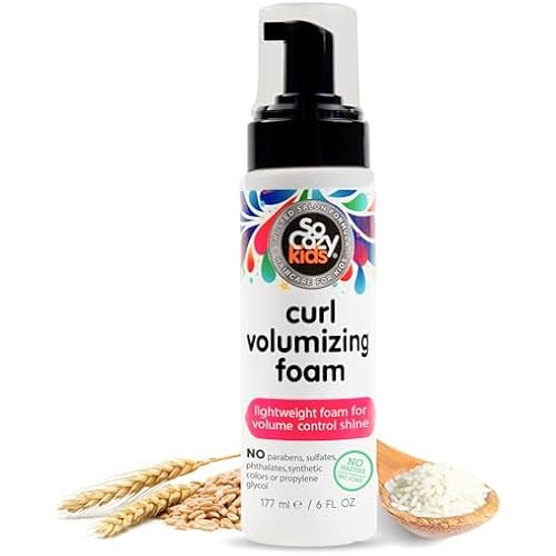 SoCozy Hair Mousse for Kids, Curl Volumizing Foam Mousse for Curly Hair (6 Fl Oz) Enhances Shine & Volume, Gentle Formula with Panthenol, Hydrolyzed Proteins & Keratin, Paraben & Sulfate-Free