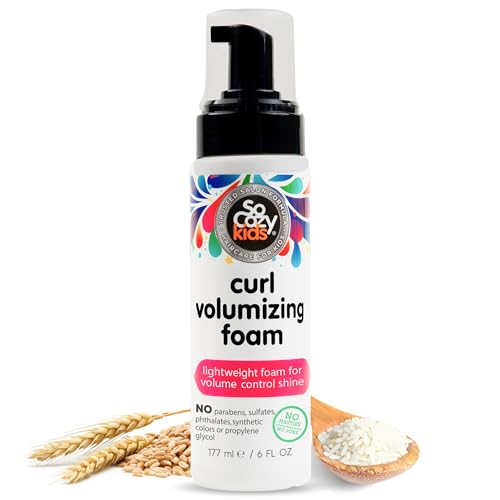 SoCozy Hair Mousse for Kids, Curl Volumizing Foam Mousse for Curly Hair (6 Fl Oz) Enhances Shine & Volume, Gentle Formula with Panthenol, Hydrolyzed Proteins & Keratin, Paraben & Sulfate-Free