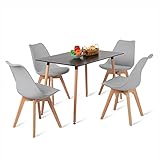 esstisch stühle eiche rustikal ★Stuhlgröße: 58 x 49 x 82 cm (L x B x H); Material: Kunststoff PP + Massivholz Eiche + Kunstlederkissen