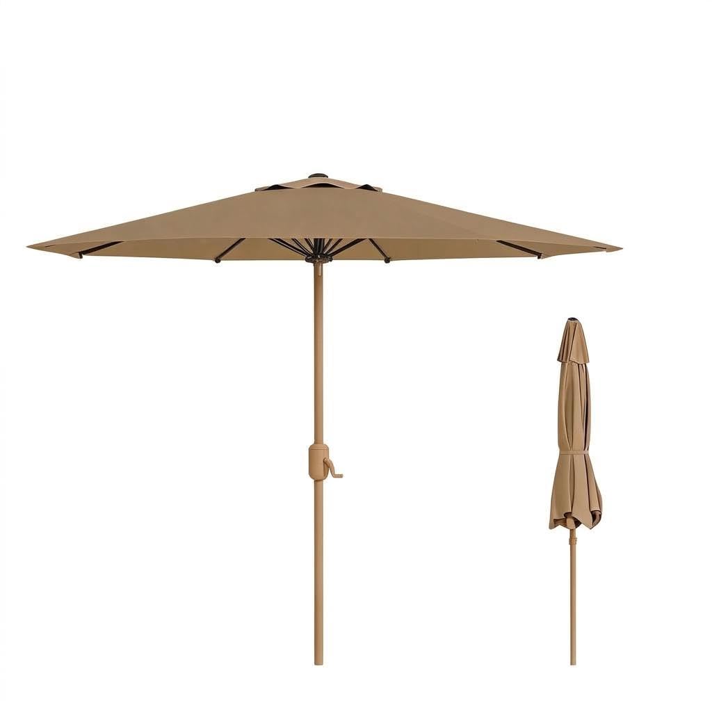 Garvee Sonnenschirm mit Kurbel 270 cm, Grau | UV-Schutz bis UPF 50+, Belüftetes Design, Kurbelvorrichtung Neigung neigbar, Für Balkon, Garten, Terrasse und Strand
